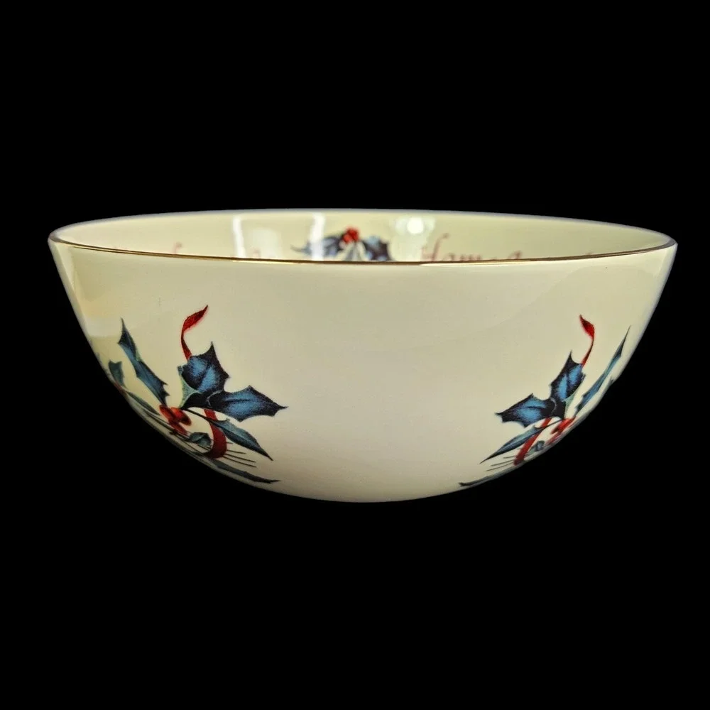 Lenox Winter Greetings Serving Bowl Sentiment Home is Where Round McClung Box